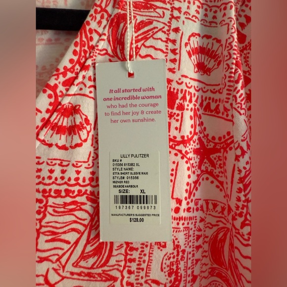 NWT Lilly Pulitzer Etta Short Sleeve Maxi Dress in Mizner Red Seaside Harbour XL - Picture 4 of 4